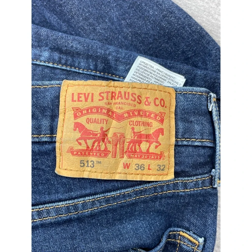 Levis 513 Jeans Mens 36 x 32 Cotton Blend Stretch Slim Straight